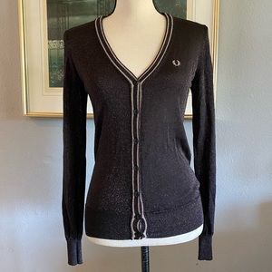 Fred Perry Black and Gold Cardigan size 4